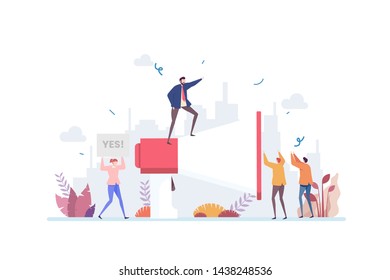 Public Speaking Vector Illustration Concept Showing a leader using good public speaking to deliver campaign, Suitable for landing page, ui, web, App intro card, editorial, flyer, and banner.