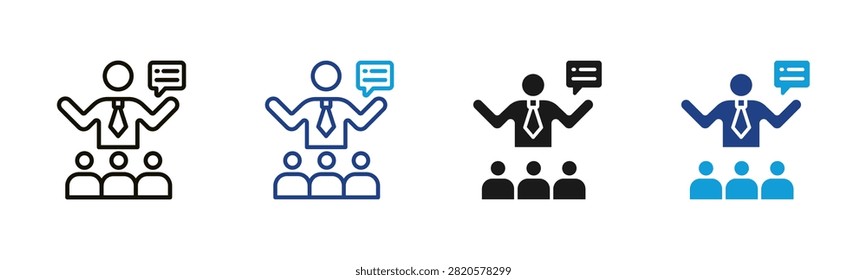 Public Speaking Web icon with multiple style collection