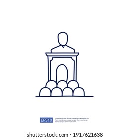 public speech doodle icon concept. politician public conference orator on podium sign symbol vector illustration