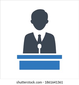 Public speech, lecture icon. Vector and glyph