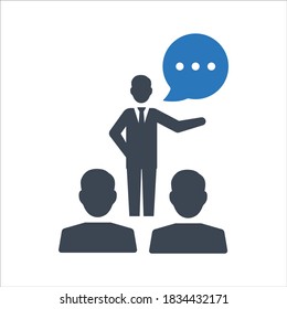 Public speech, presentation, conference icon on white background