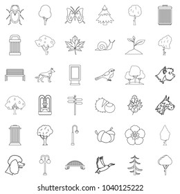 Public square icons set. Outline set of 36 public square vector icons for web isolated on white background
