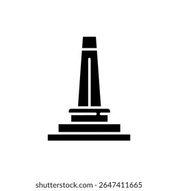 Public square monument standing on solid base platform in city center