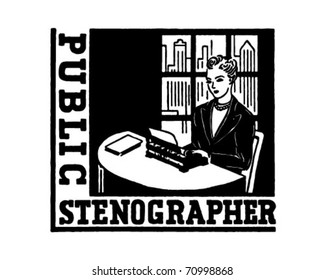 Public Stenographer - Retro Ad Art Banner