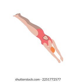 Public swimming pool isometric composition with isolated human character on blank background vector illustration