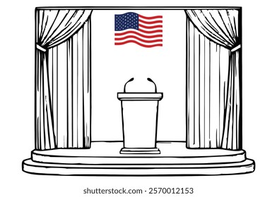 Public talk stage ready for newly elected US president  Media and news post image.