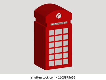 Public telephone booth On a gray background