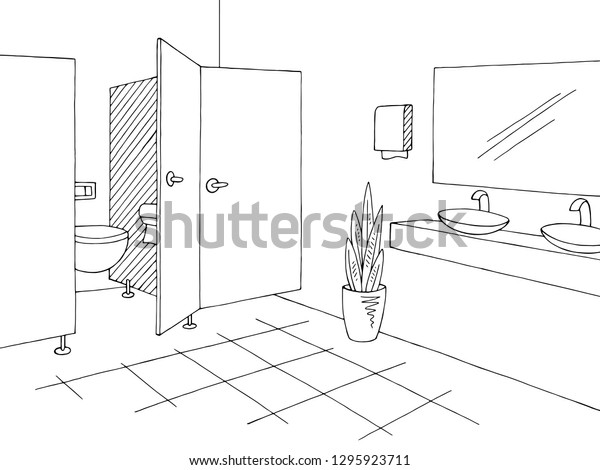 Public Toilet Graphic Interior Black White Stock Vector (Royalty Free ...