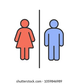 Public toilet information sign color icon. Restroom. Male and female WC. Isolated vector illustration