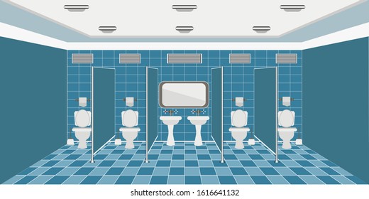 public toilet interior. with washbasins