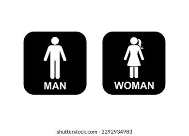 Public toilet man woman gender icon set vector illustration. Restroom sign symbol stick figure silhouette pictogram