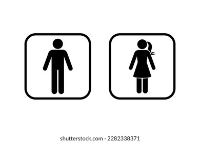 Public toilet man woman icon set vector illustration. Restroom sign symbol stick figure silhouette frame pictogram