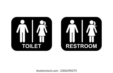 Public toilet man woman icon vector illustration. Restroom sign symbol stick figure silhouette pictogram