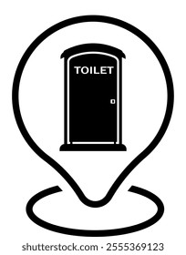 Public toilet map pointer icon isolated on white background. Simple vector public toilet icon