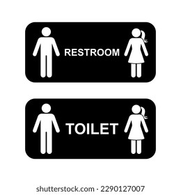 Public toilet restroom icon man woman vector illustration. Sign symbol stick figure stickman silhouette pictogram