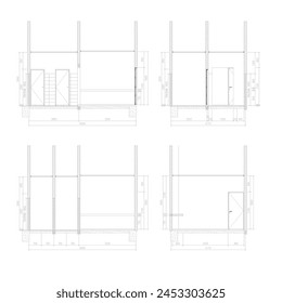 Public toilet section sketched with 2D CAD