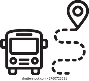 Public transit bus tracking location map pin representing urban passenger transportation route concept outline vector icon