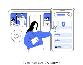 Public transport abstract concept vector illustration. Urban transportation, public access, regional bus system, country transport network, buy ticket, schedule application abstract metaphor.