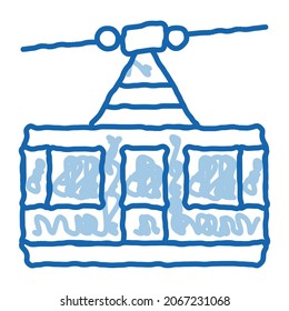 Public Transport Aerial Lift sketch icon vector. Hand drawn blue doodle line art isolated symbol illustration