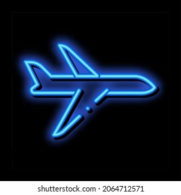 Public Transport Airplane neon light sign vector. Glowing bright icon transparent symbol illustration