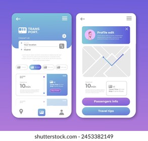 Diseño de Vector de diseño de App de transporte público en eps 10