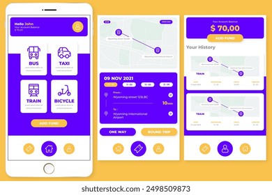 Public transport app screens vector design in eps 10