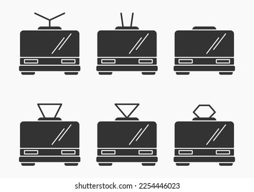 public transport bus front view shape icons vector illustration