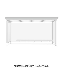 Public transport bus stop shelter billboard for advertisers and your design. Vector object. Isolated on white background.