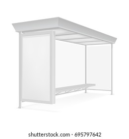 Public transport bus stop shelter billboard for advertisers and your design. Vector object. Isolated on white background.