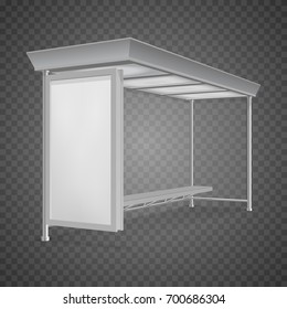 Public transport bus stop shelter billboard for advertisers and your design. Vector object. Isolated on transparent background.