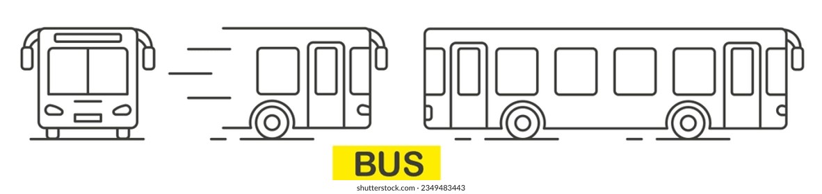 Public transport. Bus. Vector illustration of public transport. Thin line bus. EPS 10.