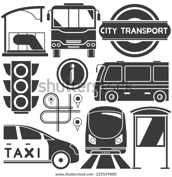 public transport, city transportation set, urban\
city and traffic\
concept