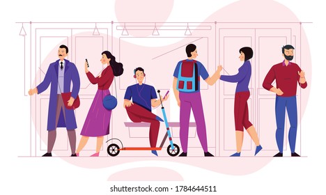 Public transport concept with transportation means symbols flat vector illustration