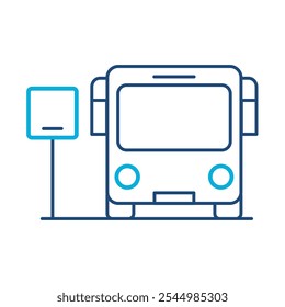 Ícone da conexão de transporte público - parada de ônibus, representando a facilidade de deslocamento, acessibilidade e conveniência do funcionário