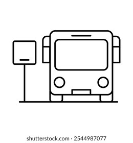 Ícone da conexão de transporte público - parada de ônibus, representando a facilidade de deslocamento, acessibilidade e conveniência do funcionário