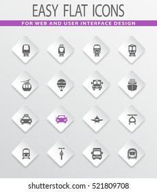 Public transport easy flat web icons for user interface design