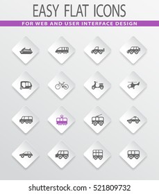 Public transport easy flat web icons for user interface design