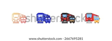 Public Transport icon set multiple style collection