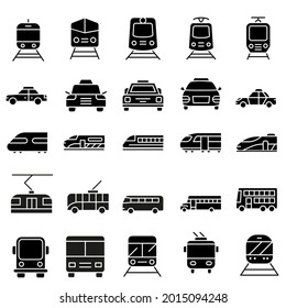 Juego de vectores de icono de transporte público. Colección de signos de ilustración de viaje. símbolo de viaje o logotipo.