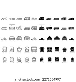 Public transport icon vector set. Travel illustration sign collection. journey symbol or logo.