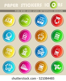 public transport icons on color paper stickers for your design