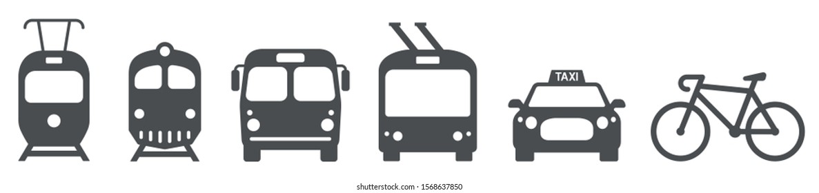 Public transport icons set. Vector illustration