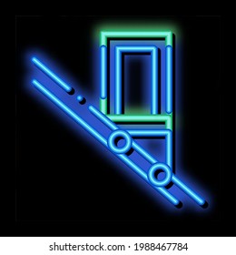 Public Transport Inclined Elevator neon light sign vector. Glowing bright icon transparent symbol illustration