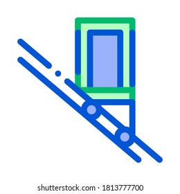 Public Transport Inclined Elevator Vector Icon Thin Line. Inclined Elevator Machine, Urban Passenger Transport Linear Pictogram. City Transportation Passage Service Contour Illustration