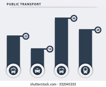 Public transport, infographic design elements, vector illustration
