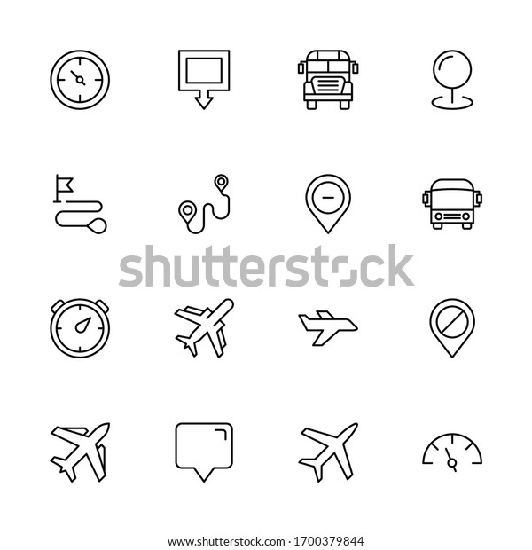 Public transport line icon set. Collection of\
high quality black outline logo for mobile concepts and web apps.\
Public transport set in trendy flat style. Vector illustration on a\
white background