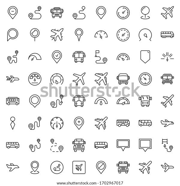 Public transport line icon set. Collection of\
high quality black outline logo for mobile concepts and web apps.\
Public transport set in trendy flat style. Vector illustration on a\
white background