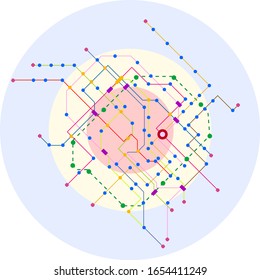 Stadtplan, U-Bahn-Plan, fiktive Vektorillustration, freier Kopienraum