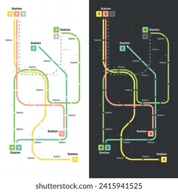 Public Transport Map Template (light and dark)