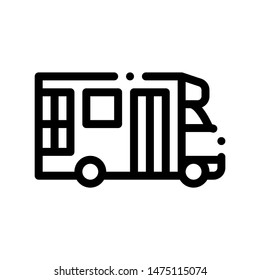 Public Transport Paratransit Vector Sign Icon Thin Line. Paratransit Mini Bus, Urban Passenger Transport Linear Pictogram. City Transportation Passage Service Contour Monochrome Illustration